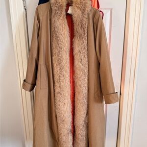 Vintage Rains-Cheetahs Naman NY Coat with genuine Fur Trim, made in USA, size 10